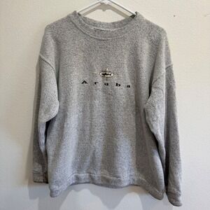 Vintage Exist Sports Line Aruba Shark Sweatshirt Mens Medium Grey‎ Textured Knit